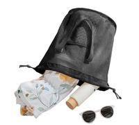 Mesh Shower Bag, Portable Mesh Shower Bag, Washington Bag Organisers for Toilet Bath, Travel Room, Room, Holiday, Perfect for Summer Activities such as Swimming, Camping and B Summer Fitness, black