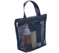 Mesh Shower Bag Quick Dry Mesh Shower Caddy Bag Portable Bathing Tote Bag with Zipper Closure Bathing Bag Lightweight Toiletry Tote Large Capacity Tote Bag for Travel Gym Camping Beach (Navy Blue)