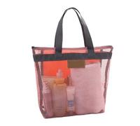 Mesh Shower Bag Toiletry Bag Beach Mesh Bag Travel Supply Large Capacity Breathable Zipped Design Sturdy with Pocket for Dorm，Bathroom(Pink)
