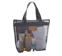 Mesh Shower Bag Toiletry Bag Beach Mesh Bag Travel Supply Large Capacity Breathable Zipped Design Sturdy with Pocket for Dorm，Bathroom(Grey)
