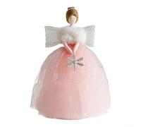 Mesh Skirt Christmas Tree Decoration 24x17cm Tabletop Tree Crown Pink | Soft Mesh Yarn, Lightweight Stable Design, for champagne Pink White, For Mantel Shelf Centerpiece, Festive Holiday Decor