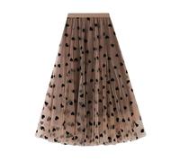 Mesh Skirts for Women UK Layered Tulle Skirt Maxi Party Summer Casual Swing Skirts Floral Embroidery Long Skirt High Waist Elegant A-Line Clubwear