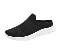 Mesh Slippers Men, Knit Style Breathable Casual Shoes Comfortable Lightweight Sports Shoes Outdoor Soft Bottom Slip-On Sneakers Anti-Slip Simple Footwear Half Drag Backless Sandals