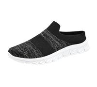 Mesh Slippers Men, Knit Style Breathable Casual Shoes Comfortable Lightweight Sports Shoes Outdoor Soft Bottom Slip-On Sneakers Anti-Slip Simple Footwear Half Drag Backless Sandals