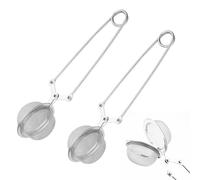 Mesh Snap Ball Tea Strainer,Snap Ball Tea Strainer,2 Pieces Silver - (with Handle) Ideal for Brewing and Sprinkling Spices
