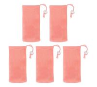 Mesh Soap Pouch Exfoliating Soft Drawstring Design Soap Foaming Net for Body Facial Cleaning Pink 5pcs Premium PE Material Bathroom Travel Essential