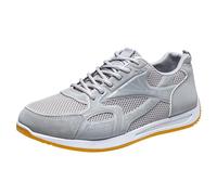 Mesh Sports Shoes Men, Summer Outdoor Simple Sneakers Thin Comfortable Hiking Sneakers Slip On Lightweight Casual Shoe Anti-Slip Comfy Jogging Footwear Wide Toe Fitness Shoes Silver