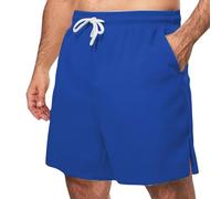 Mesh Sports Shorts for Men UK Sale Clearance, Solid Quick Dry Slit Pants, Elasticated Waist Running Training Shorts, Wide Leg Swim Trunks, Summer Beach Surfing Board Short Pants with Pockets Blue