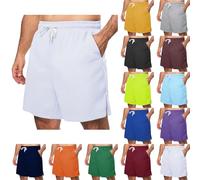 Mesh Sports Shorts for Men UK Sale Clearance, Solid Quick Dry Slit Pants, Elasticated Waist Running Training Shorts, Wide Leg Swim Trunks, Summer Beach Surfing Board Short Pants with Pockets White