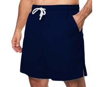 Mesh Sports Shorts for Men UK Sale Clearance, Solid Quick Dry Slit Pants, Elasticated Waist Running Training Shorts, Wide Leg Swim Trunks, Summer Beach Surfing Board Short Pants with Pockets Navy
