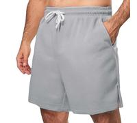 Mesh Sports Shorts for Men UK Sale Clearance, Solid Quick Dry Slit Pants, Elasticated Waist Running Training Shorts, Wide Leg Swim Trunks, Summer Beach Surfing Board Short Pants with Pockets Grey