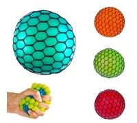 Mesh Squeeze Ball - Light Up Sensory Stress Ball, Squishy Fidget Toy, Anxiety Relief, Colour Chosen at Random, 7cm, for Sensory Hand Therapy