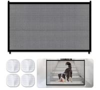 Mesh Stair Gate, 110x72cm No Drill Pet Gate with 4PCS Hooks, Pet Gate for Cats Dog Gate for Stairs, Pet Gate Safety Gate for Stairs for Stairway Doorways Providing Pets Safe to Play and Rest