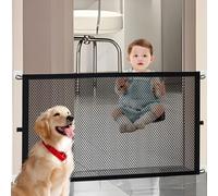 Mesh Stair Gate, Magic Stair Gates for Dog, Folding Portable Baby Pet Safety Gate Stopper Black Fence Enclosure for Stairway Doorways Providing Pets Safe to Play and Rest (110 * 72CM)