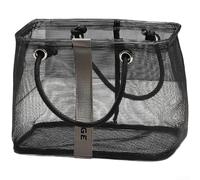 Mesh Storage Bag, 26x16x25cm Portable Toiletry Organizer with Breathable Ventilation for Travel and Gym Use(Black Short Style)