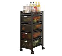 Mesh Storage Cart with Drawer, 4/5/6 Tier Rolling Wheels, 2 Lockable, Versatile for Home, Office, Kitchen, Bathroom, Bedroom, 5 Shelf Design