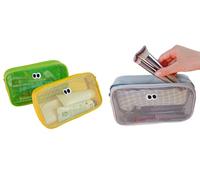 Mesh Storage Makeup Bag: Green + Purple/Two