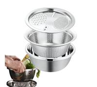 Mesh Strainer Bowl Set | Multifunctional Draining Bowl with Grater | Kitchen Colander and Bowl Set - for Home, Kitchen, Farm, Cooking, Salad Preparation