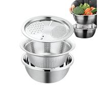 Mesh Strainer Bowl Set - Vegetable Washing Basket, 26cm Outer Diameter Visual, Professional Grade + Solid Steel Spec, Polished Stainless Steel Material - for Home Kitchen Salad Making & Cafe