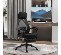 Vinsetto Mesh Swivel Task Chair for Home Office Desk Recliner w/ Footrest Black - Black