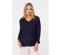Mesh Texture 3/4 Sleeve Relaxed Top Izabel London Navy 12-14