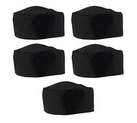 Mesh Top Skull Cap Professional Catering Chefs Hat Black Hook & Loop Pack of 5