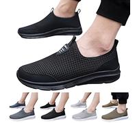 Mesh Trainers for Men,Shoes Trainers Without Laces Men,Lightweight Steel Toe Cap Safety Sneakers Slip On Working/Running/Travel/Walking Shoe Comfortable Breathable Mesh Tennis Trainers Black