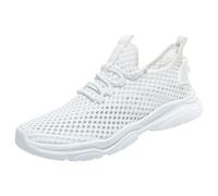 Mesh Trainers Mens Slip On Running Sneakers Breathable Lightweight Non Slip Athletic Walking Shoes Lace-Up Orthopedic Hiking Trekking Trainers Chic Hiking Shoes Jogging Outdoor Flat Wedge Shoes White