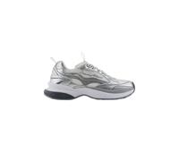 Mesh Trainers with Laminated Details and Signature Logo - female - Emporio Armani - Sneakers - Gray - 3 UK - Shoes 3 UK
