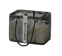 Mesh Travel Toiletry Storage Bag with Sturdy Handles, Foldable Design and Large Capacity to Keep Shower Items Organized and Dry During Travel (Large-Black)