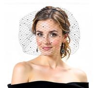 Mesh Veil Headband, Fascinators Black Funeral Hats Vintage Pillbox Hat The First Communion Hats Flapper Headpiece Flower Veil Wedding Tea Party Hat 1920s Headpiece for Women