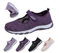 Mesh Walking Sneaker Women's Breathable Working Nurse Shoes Non-Slip Adjustable Comfortable Slip-on Trainers Ladies Stretchable Comfort Loafers Orthotic Lightweight Shoes Size 4.5 Purple
