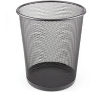 Mesh Waste Paper Bin Metal Wire Rubbish Basket for Office Bedroom Black