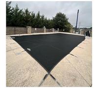 Mesh Winter Pool Cover with Installation Hardware for Inground Swimming Pools, Prevents Drowning and Falling Leaves, Large Rectangle Design