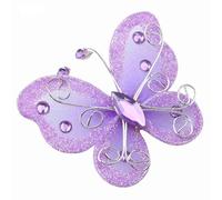 Mesh Wire Glitter Butterfly Decorations 24pcs Sheer Mesh DIY Craft Supplies for Wedding Party Clothing Decoration White Blue Pink Purple Red 5cm 2in (Violet)