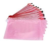 Mesh Zipper Bag A4 File Folder PVC Transparent Document Organizer with Double Layer Pocket High Strength Durable Storage for Office School Home Light Blue Light Pink 10pcs 23.7 x (Light Rosy)