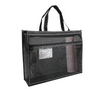 Mesh Zipper Document Bag, Mesh Zipper Bags, 17 x 13 x 4.4 Transparent Art Storage Bag with Handle and Zipper, A3 Tote Bag for Artwork, Charts and Teaching Aids, blackone, se beskrivning, Unisex