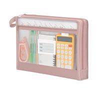 Mesh Zipper Pouch, A4 Document Organizer Bag, Double Layer Storage Folder, Transparent Portable File Case Durable Zipper Closure for Stationery Homework Papers Notebooks Board Games School Office Use