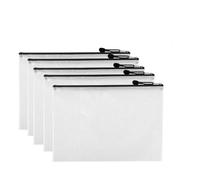 Mesh Zipper Pouches - Zipper File Bags/Waterproof Document Bags/Plastic Wallets/File Folders for School Driving Test/Office Receipts/Household Bills/Travel Storage (Black, A4(5PCS)