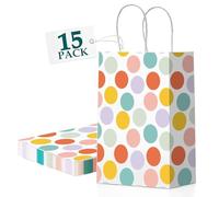MESHA Gift Bags 15 Pcs Party Favor Bags 5.9X3.1X8.2 Paper Bags with Handles bulk,Birthday Wedding gift bags Small Paper Shopping Bags,colorful Retail bags,Recyclable Bags