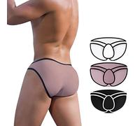 Meshal Men's Cotton Low Rise Briefs Soft Breathable Bulge Pouch Sexy Underwear, Black/White/Pink 3pcs, XXL