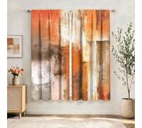 MESHELLY Abstract Burnt Orange Curtains 42W x 63H Inch Rod Pocket Rustic Rust Brown Art Painting Modern Contemporary Watercolor Cool Grey Oil Print Living Room Bedroom Window Drapes Fabric 2 Panel