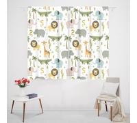 MESHELLY Baby Boys Safari Animals Curtains 42 W X 45H Inch Rod Pocket Kids Bedroom Decor Cartoon Lion for Nursery Child Woodland Jungle Wildlife Printed Living Room Window Drapes Fabric
