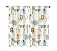 MESHELLY Baby Safari Animals Blackout Curtains 52Wx63H Inch for Boy Bedroom Grommet Pair Kids Woodland Jungle Lion Elephant Art Printed Curtains for Nursery Living Room Window Treatment Fabric