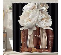 MESHELLY Black Girl Shower Curtain 60Wx72H African American Woman Black and White Peony Floral Quotes Girly Bathroom Curtain Fashion Positive Bath Curtain Fabric Flower Bathroom Decor with 12 Hooks