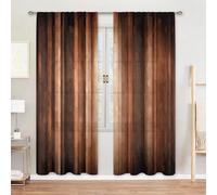 MESHELLY Brown Curtains 52W x 84H Inch Rod Pocket Western Vintage Farmhouse Rusty Orange Bedroom Decor Rustic Copper Stripe Tan Bronze Modern Simple Printed Living Room Window Drapes Fabric 2 Panels