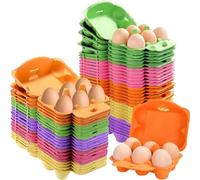 MESHKA 50 Pack Easter Egg Cartons for Chicken Eggs Colored Half Dozen Egg Cartons Reusable Pulp Egg Cartons Holds Bulk 6 Count Fresh Egg Tray Holder for Family Gifts DIY.…