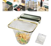 Meshmate Waste Rack, Meshmate Waste Rack Sink, Mesh Mate Rotatable Kitchen Sink Strainer with 100Pcs Filter Mesh Bags, Suction Cup Sink Strainer Rack Sink Filter Holder Foldable (Blue)