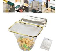 Meshmate Waste Rack, Meshmate Waste Rack Sink, Mesh Mate Rotatable Kitchen Sink Strainer with 100Pcs Filter Mesh Bags, Suction Cup Sink Strainer Rack Sink Filter Holder Foldable (White)