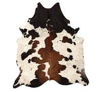 MeshNew Pure Brown Tricolor Cowhide Rug Black Brown and White Luxurious Cow Skin Tri Color